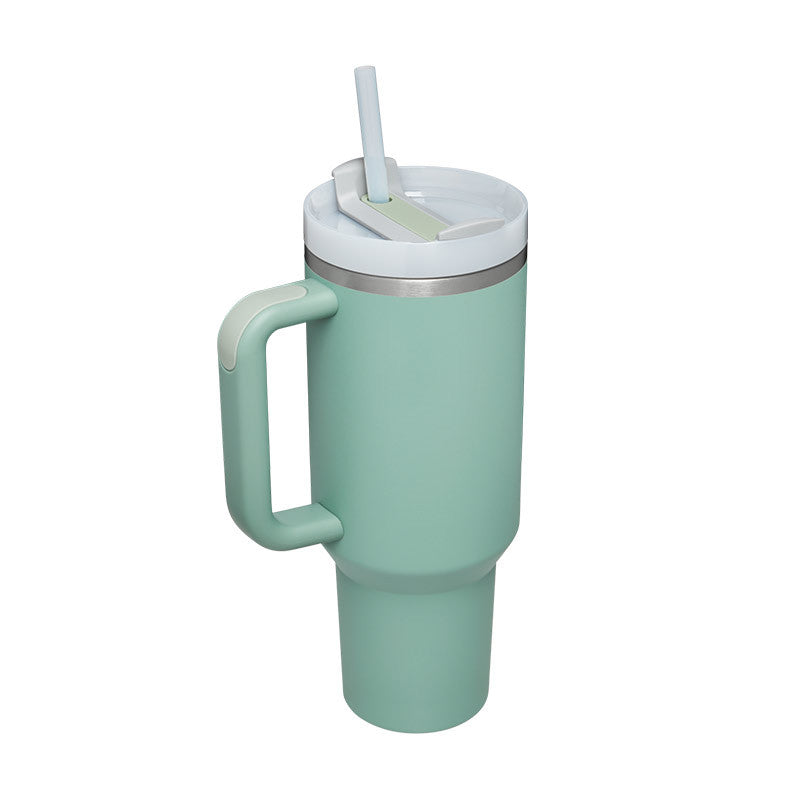 Valentines Day Gift Thermal Mug Straw Coffee Insulation Cup With Handle Portable Car Water Bottle Thermal Mug - Eucalyptus 1200ML - Gift - Carvan Mart