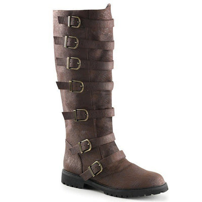 Low Heel Multiple Buckles High Leg Retro Boots - Carvan Mart