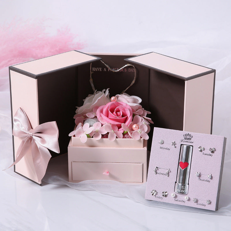 Gift Box Double Door Rose Gift Box Jewelry Creative Decorate Box - - Gift - Carvan Mart