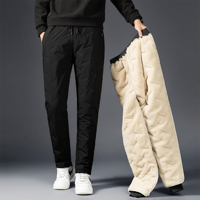 Men's Padded Cotton Trousers with Cashmere - Warm and Stylish Winter Pants - Black straight cylinder - Men's Pants - Carvan Mart