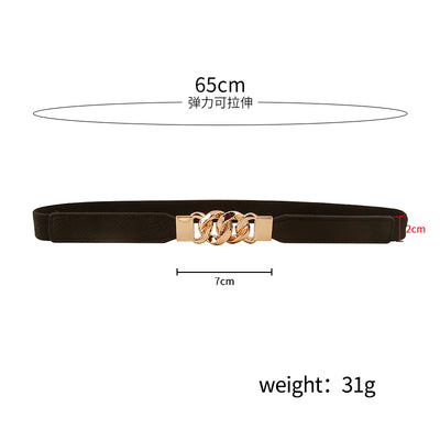 Waistband Female Fine Leather Belt Trims The Body Adornment Shirt To Match Dress Multi - Ring Buckle Elastic High Atmosphere Summer New Style - - Belts & Cummerbunds - Carvan Mart