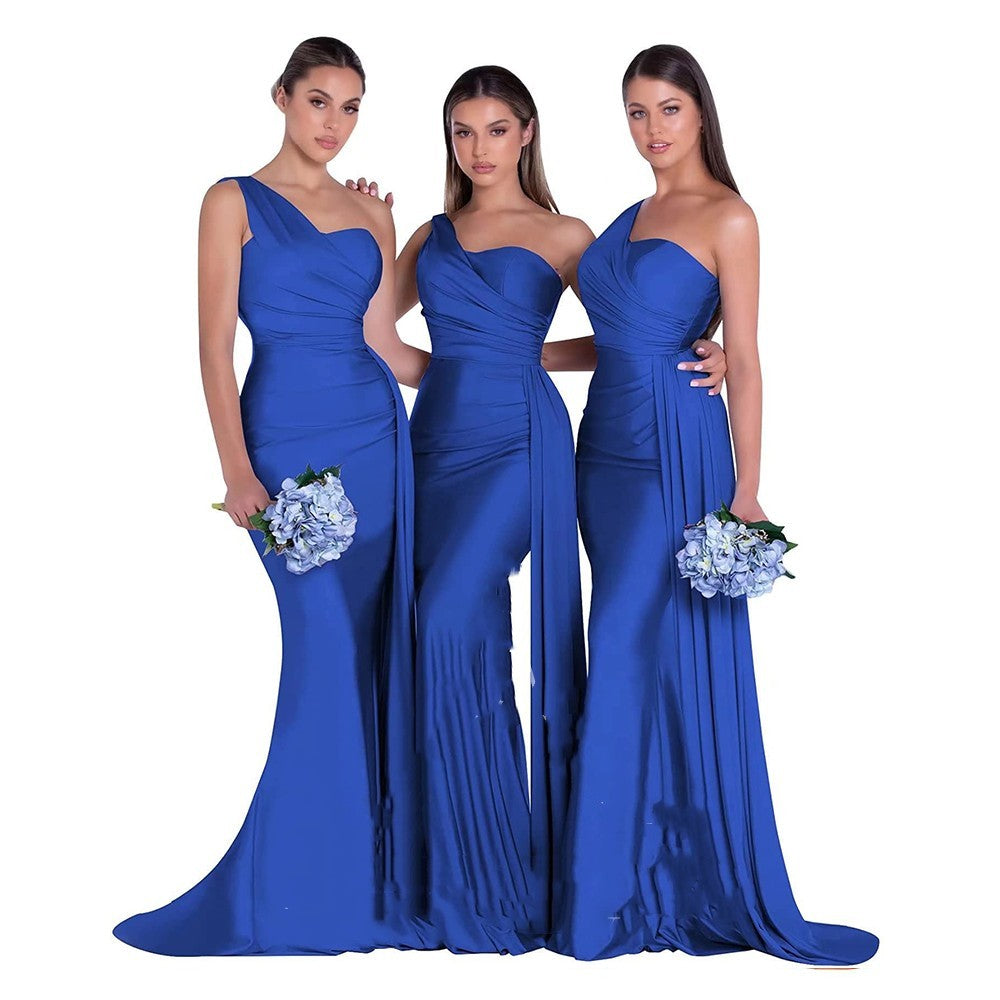 Elegant Satin One-Shoulder Bridesmaid Dresses for Weddings - Carvan Mart