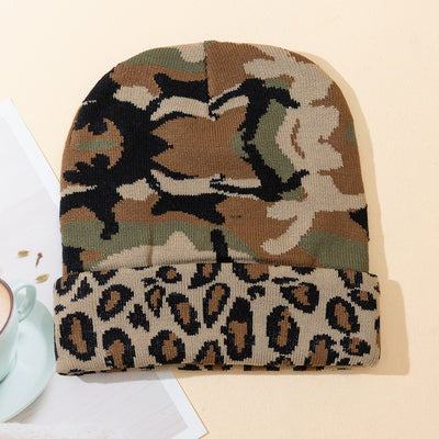 Camo Leopard Pattern Fashion Outdoor Autumn And Winter Warm Printing Women's Hat - Carvan Mart