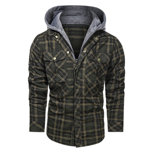 Men Warm Jacket Fleece Thick Winter Detachable Hoodies Jackets - Army Green - Men's Jackets & Coats - Carvan Mart