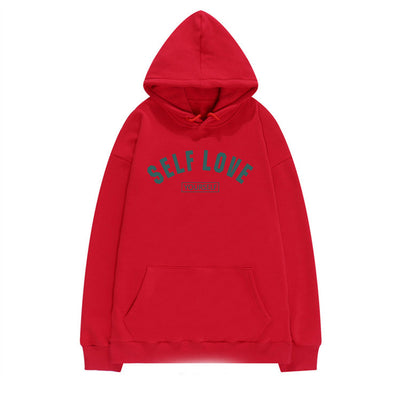 Women's Simple Solid Color Hooded Sweater - Red - Women Hoodies & Sweatshirts - Carvan Mart