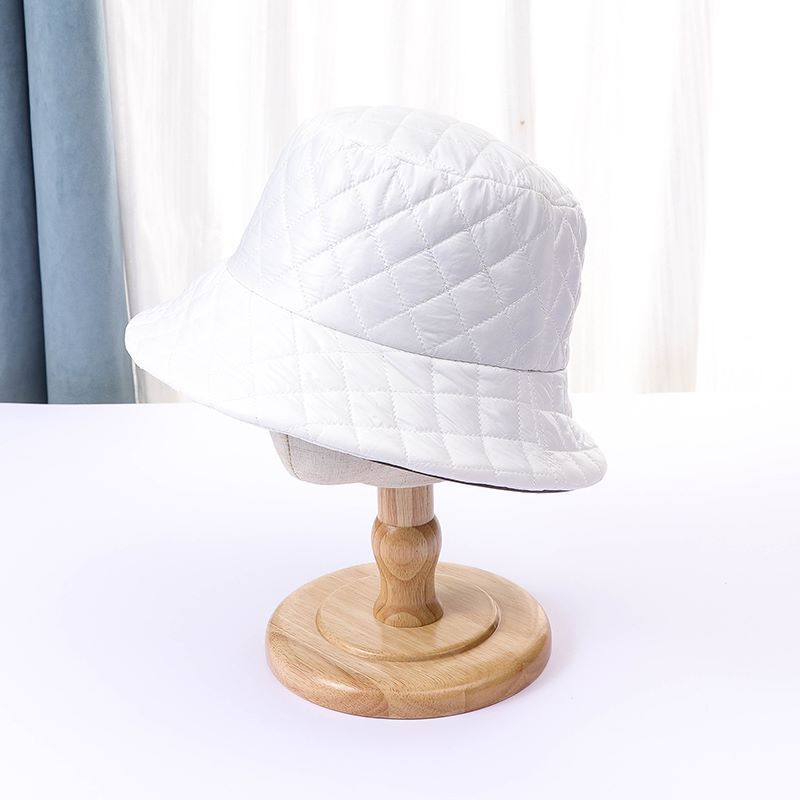 British Fashion Cotton Outdoor Minimalist Diamond Bucket Hat - White M - Women's Hats & Caps - Carvan Mart