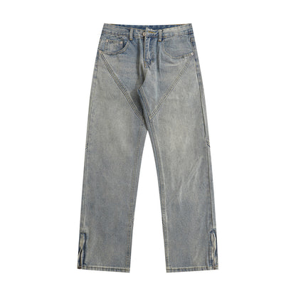 Men's Patchwork Washed Denim Straight Jeans - Carvan Mart Ltd