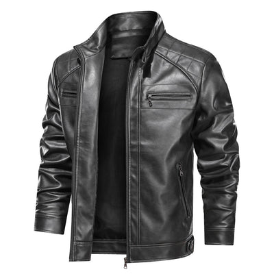 Simple Fashion European Size Autumn Leather Jacket - - Genuine Leather - Carvan Mart