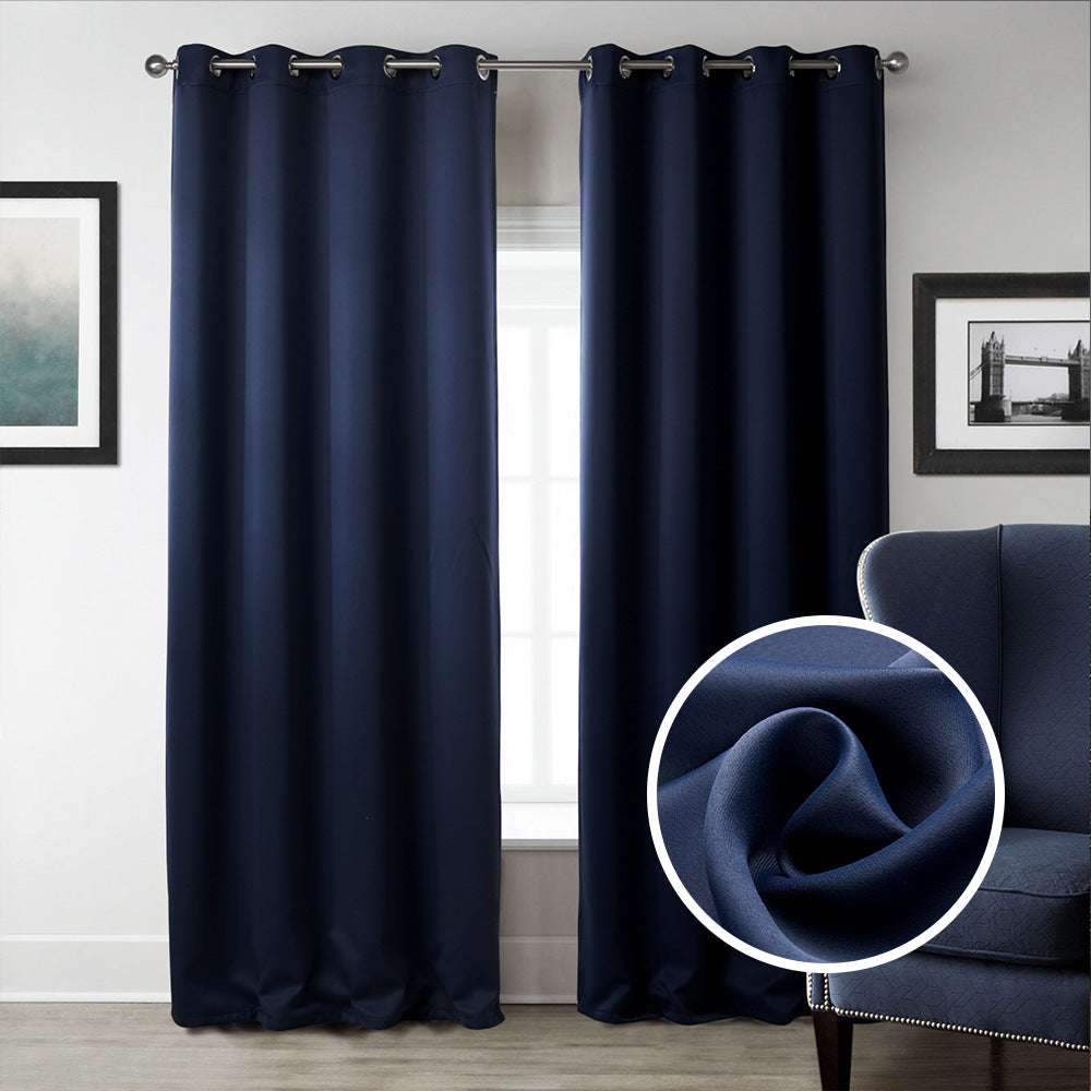 Dark Blue Bedroom Blackout Fabric Printed Curtains - Carvan Mart
