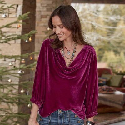 Women's Long Sleeve Base Blouse T-shirt - Rose Red - Winter Tops - Carvan Mart