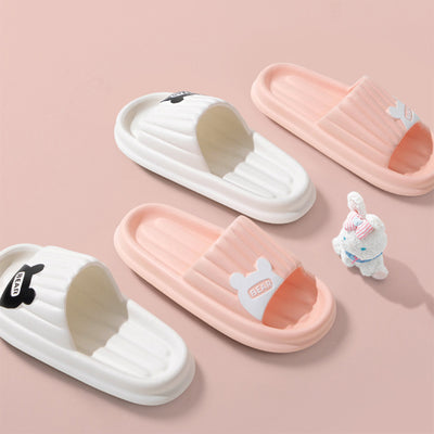 Bear Slippers Women Summer Striped Thick-Sole Anti-Slip Home Slippers - Carvan Mart
