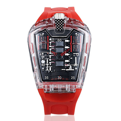 Cool Sports Brand Watches Luxury Men Watches Waterproof Japan - Transparent red - Men's Watches - Carvan Mart