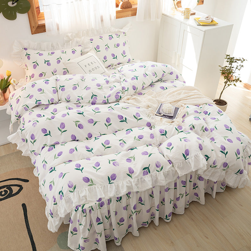 Lace Bed Skirt Set Of Four - - Bedding Sets - Carvan Mart