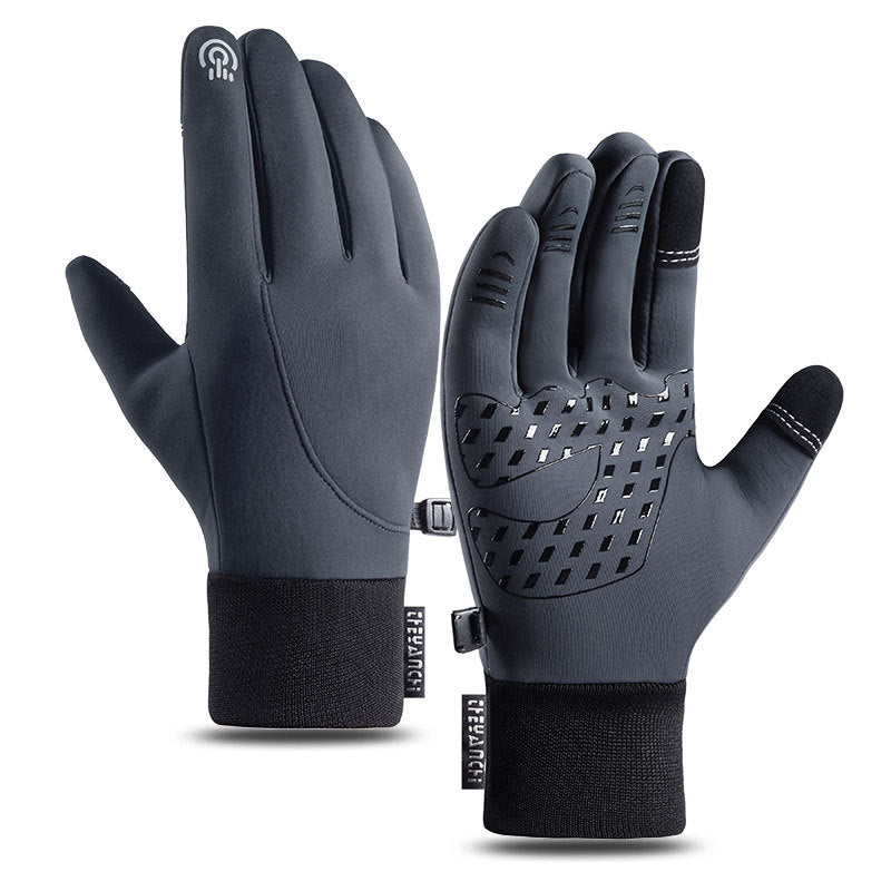 Cycling Gloves Autumn And Winter Outdoor Sports Waterproof Touch Screen - Gray - Men's Gloves - Carvan Mart