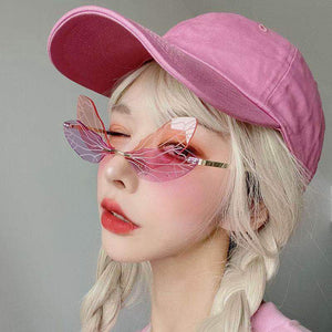 Frameless Trimming Sunglasses Women Dragonfly Wings Sunglasses - Carvan Mart