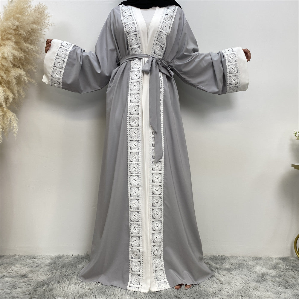 Women's Fashion Patchwork Lace Muslim Robe - Carvan Mart Ltd