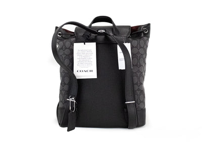 COACH Dempsey Black Smoke Signature Jacquard Canvas Logo Patch Backpack - - - COACH