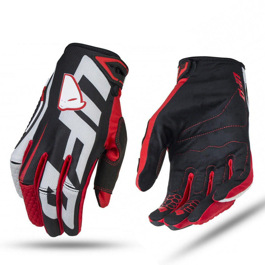 Motorcycle Cycling Bike Off-road Gloves Long Finger Breathable Gloves - Black Red - Men's Gloves - Carvan Mart