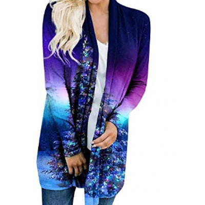 Women's Rainbow Cardigan Sweater - Sparkling Holiday Design Long Knitwear - KL121214YJ066 - Sweaters - Carvan Mart