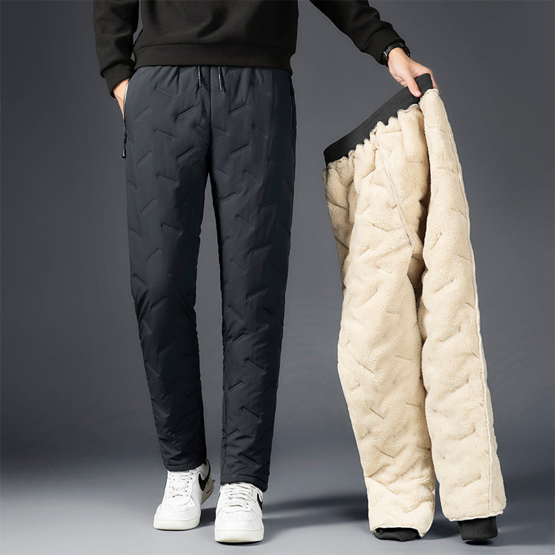 Men's Padded Cotton Trousers with Cashmere - Warm and Stylish Winter Pants - Grey straight cylinder - Men's Pants - Carvan Mart