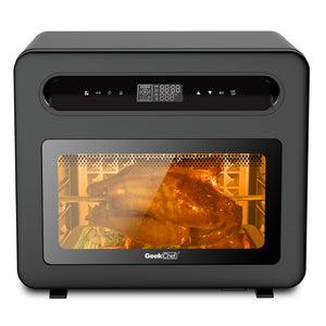 Geek Chef Steam Air Fryer Toast Oven Combo , 26 QT Steam Convection Oven Countertop , 50 Cooking Presets, With 6 Slice Toast, 12 In Pizza, Black Stainless Steel. Prohibited From Listing On Amazon - 26QT - Air Fryers - Carvan Mart