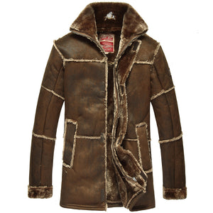 Mid-length Leather Jacket One Coat For Men - Bronze - Men's Jackets & Coats - Carvan Mart