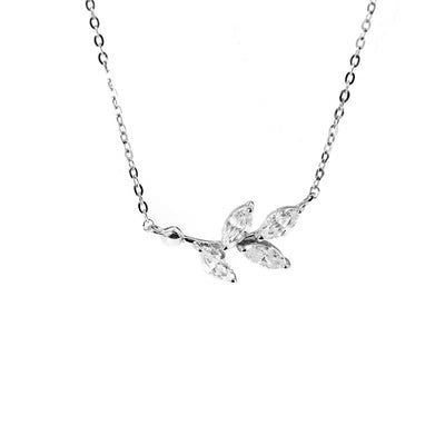 Ladies Sterling Silver Zircon Inlaid Necklace - Carvan Mart