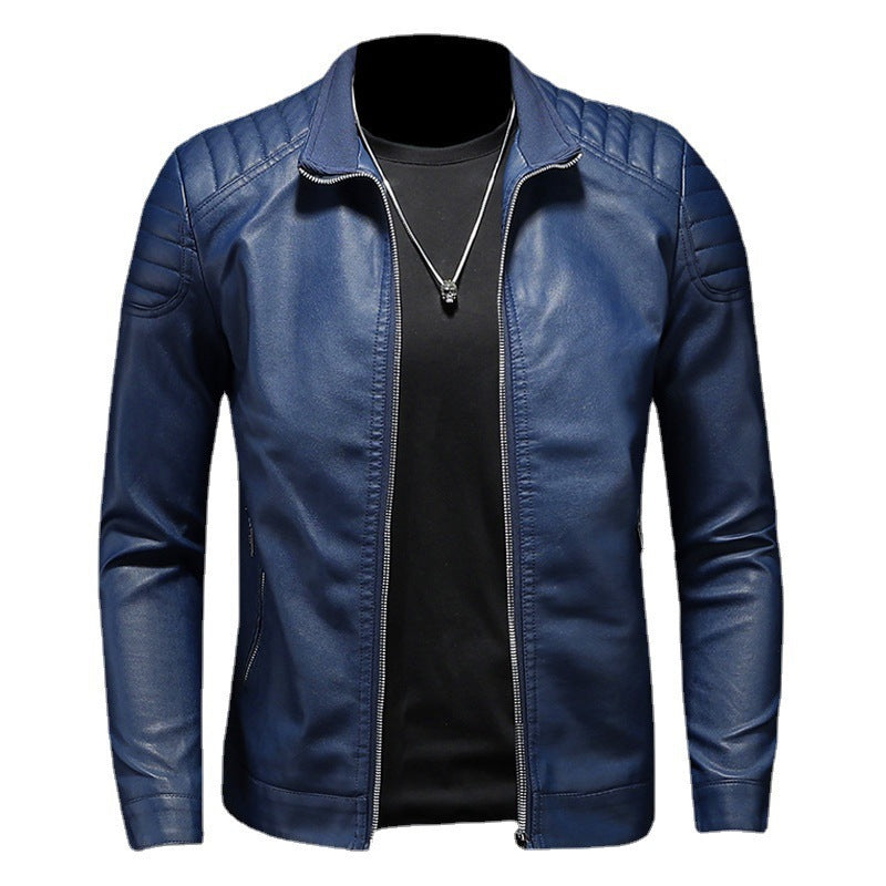 Men's Leather Motorcycle Jacket Thin Coat - - Genuine Leather - Carvan Mart