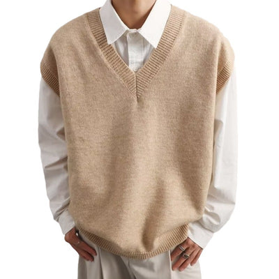 Men's V-neck Fashionable Jacket Sweater Vest Wool - Carvan Mart