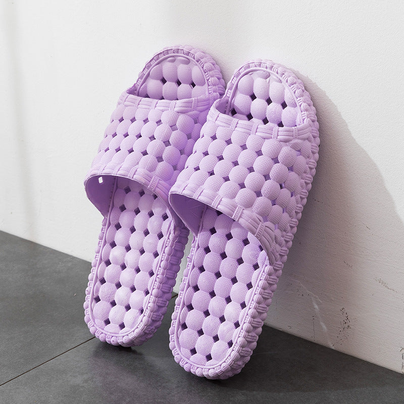 Unisex Hollow Out Bathroom Slippers - Non-Slip, Breathable Home Flip-Flops - Purple - Women's Slippers - Carvan Mart