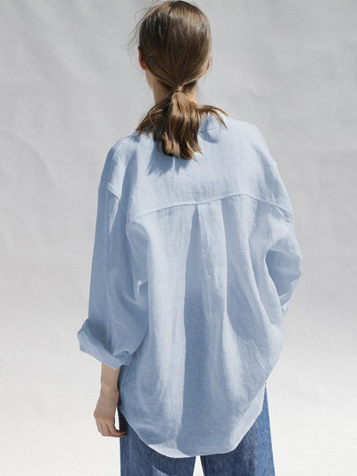 Pure Linen Shirt Turn-down Collar Coat Women - - Women's Linen - Carvan Mart