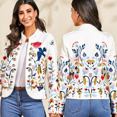 Ladies Bomber Jacket - Temperament Commute Cardigan Printed Coat for Women - - Women's Coats & Jackets - Carvan Mart