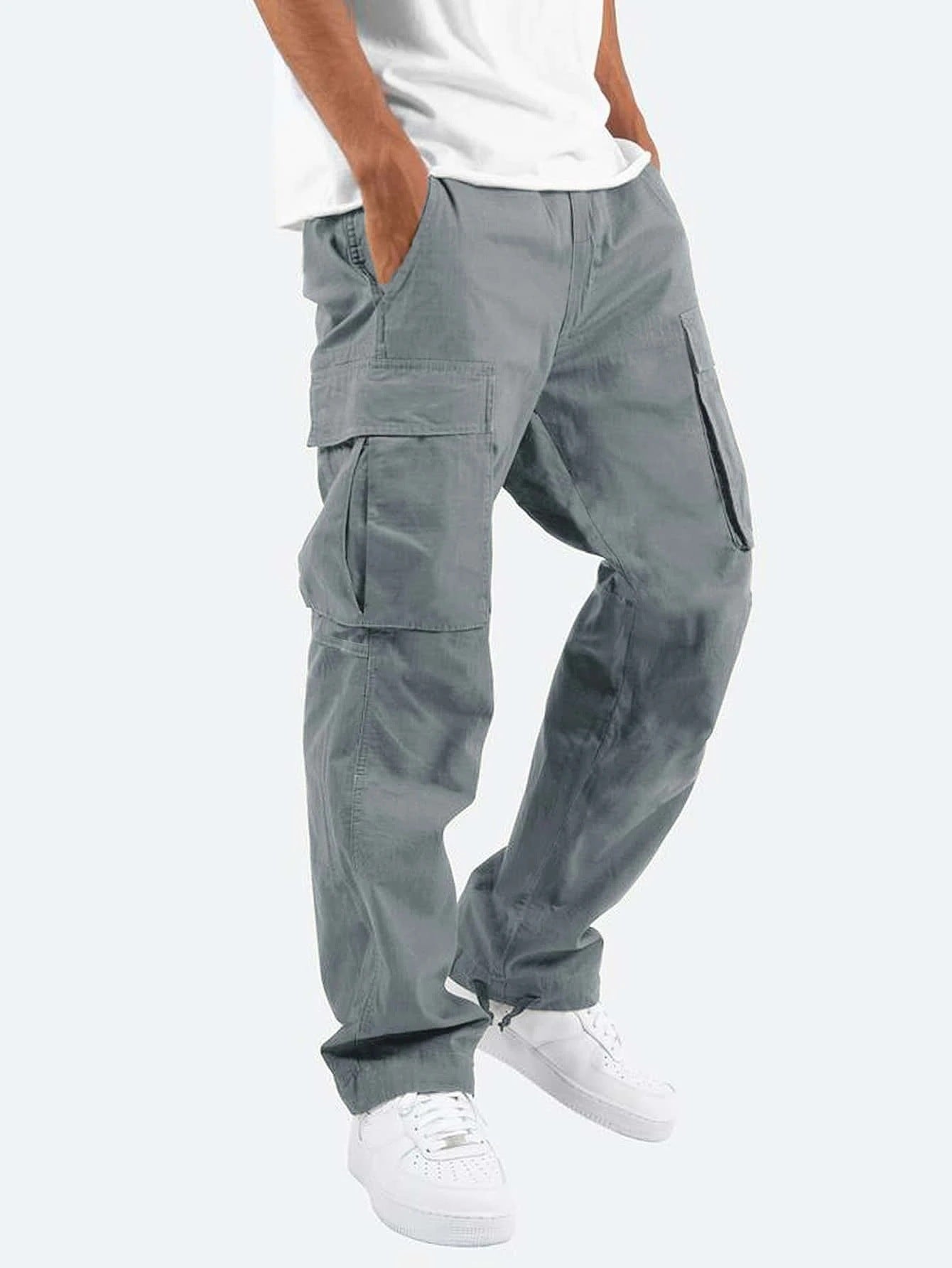 Men's Workwear Multi-pocket Pants - Versatile Casual Trousers - Grey - Men's Pants - Carvan Mart