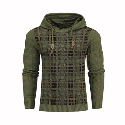 Pullover Plaid Image Multi-Color Lines Men Hoodies - Army Green - Men's Hoodies & Sweatshirts - Carvan Mart