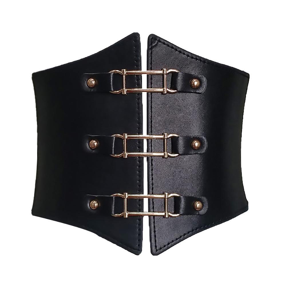 Women's Personality Fashion Wide Leather Decorative Belt - Black - Belts & Cummerbunds - Carvan Mart