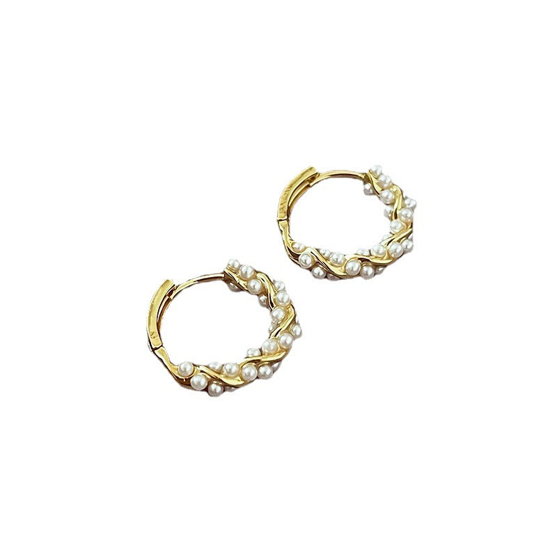 Women's Fashion Temperament Circle Pearl Earrings - Gold - Earrings - Carvan Mart