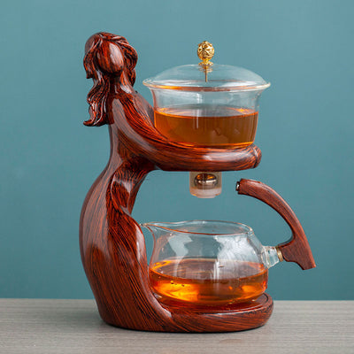 Tea Making Teapot Automatic Tea Set Heat-resistant Glass Holder Base Tea Infusers Tea Ware - Brown 1 - Gift - Carvan Mart