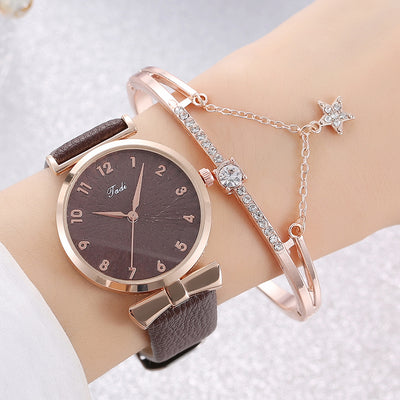 Watch Female Student New Watch Set Fashion Literal Drainage Product Bracelet Set Watch - Carvan Mart