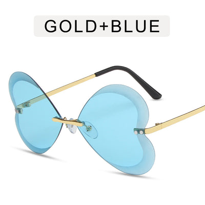 Retro Trend Love Personality Metal Sunglasses Women - Blue film - Women's Sunglasses - Carvan Mart