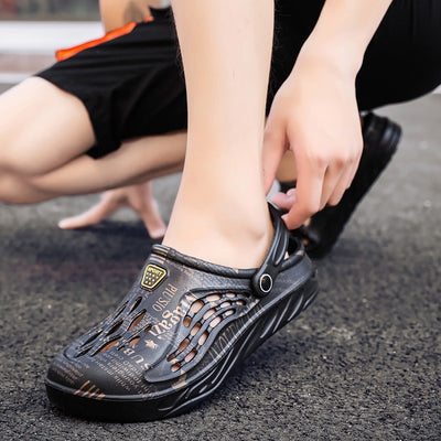 Letter Print Slippers Men Summer Sandals Beach Shoes - Carvan Mart