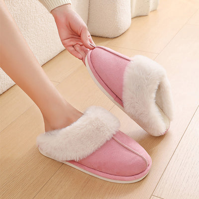 Winter Warm Plush Slippers Fur Slippers Comfy Non-Slip Bedroom Fuzzy Shoes - Carvan Mart