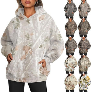 Camouflage Hoodie Maple Leaf Print Oversized Sports Women's Hoodie - - Women Hoodies & Sweatshirts - Carvan Mart