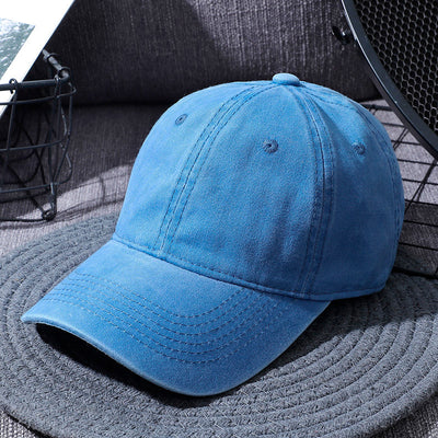 Washed Baseball Caps For Men And Women Outdoor Distressed Sun Hats Simple Caps - Lake blue - Men's Hats & Caps - Carvan Mart