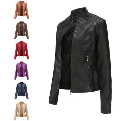 Women's Faux Leather Biker Jacket - Stylish Moto Jacket for Urban Fashion - - Leather & Suede - Carvan Mart