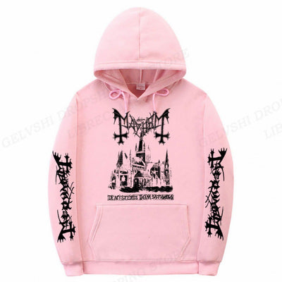 Men's Trendy Graphic Print Sweatshirt Solid Color Fashion Hoodie - pink - Men's Hoodies & Sweatshirts - Carvan Mart