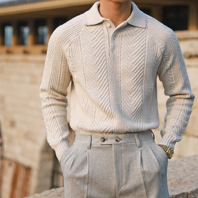 Men's Thickened Warm Base Sweater With Lapel - Carvan Mart