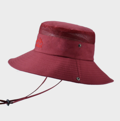 Solid Color Big Brim Sun Hat Outdoor Mountaineering Protection - Wine Red - Men's Hats & Caps - Carvan Mart