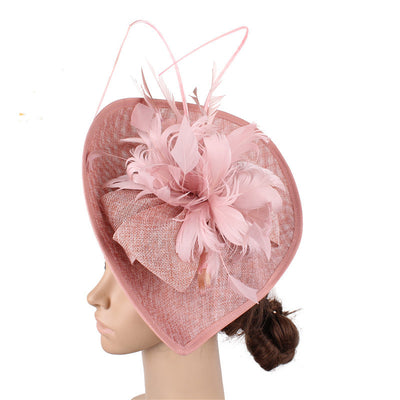 Handmade Fascinator Hat Head Jets Brides Wedding Feathers Hat - Leather Pink - Women's Hats & Caps - Carvan Mart