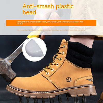 Men's Fashion Casual High-top Anti-smashing And Anti-penetration Labor Protection Shoes - Carvan Mart