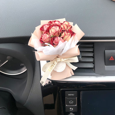 Natural Mini Rose Dry Flower Valentine Car Decor - Amber - Gift - Carvan Mart